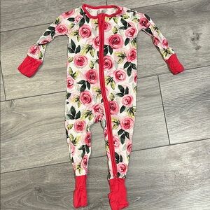 Floral Red Kids One Piece